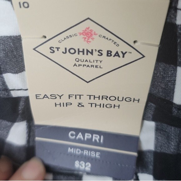 St. John's Bay Buffalo Check Stretch Slimming Fit Capri - Picture 9 of 14